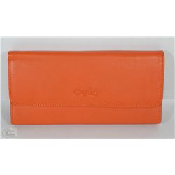 NEW DELLA LEATHER KAREN WALLET TANGERINE COLOR