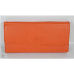 NEW DELLA LEATHER KAREN WALLET TANGERINE COLOR