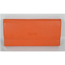NEW DELLA LEATHER KAREN WALLET TANGERINE COLOR