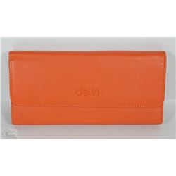 NEW DELLA LEATHER KAREN WALLET TANGERINE COLOR