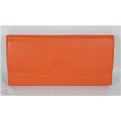 NEW DELLA LEATHER KAREN WALLET TANGERINE COLOR