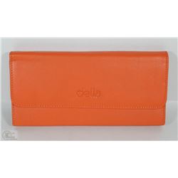 NEW DELLA LEATHER KAREN WALLET TANGERINE COLOR