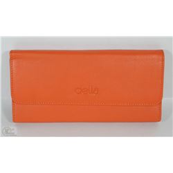 NEW DELLA LEATHER KAREN WALLET TANGERINE COLOR