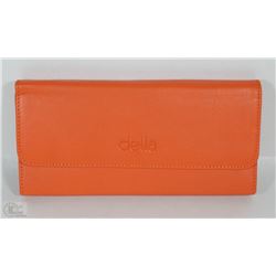 NEW DELLA LEATHER KAREN WALLET TANGERINE COLOR