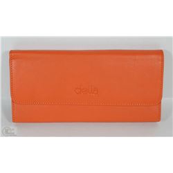 NEW DELLA LEATHER KAREN WALLET TANGERINE COLOR