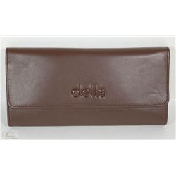 NEW DELLA LEATHER KAREN WALLET MOCHA COLOR