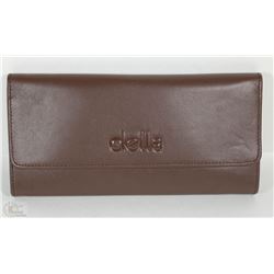 NEW DELLA LEATHER KAREN WALLET MOCHA COLOR