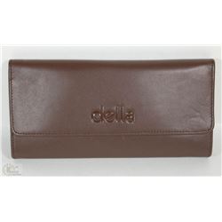 NEW DELLA LEATHER KAREN WALLET MOCHA COLOR
