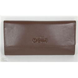 NEW DELLA LEATHER KAREN WALLET MOCHA COLOR