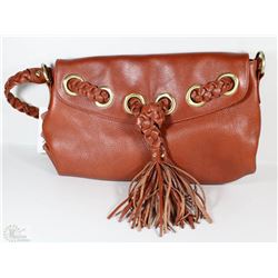 NEW DELLA LEATHER MEG PURSE CHESTNUT BROWN COLOR