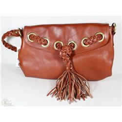 NEW DELLA LEATHER MEG PURSE CHESTNUT BROWN COLOR