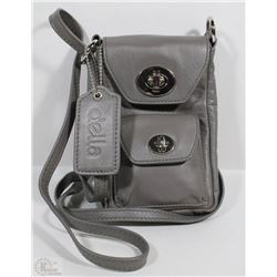 NEW DELLA LEATHER PEGGY PASSPORT PURSE GREY COLOR