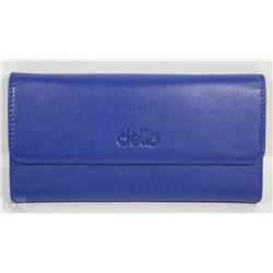 NEW DELLA LEATHER KAREN WALLET SAPPHIRE COLOR