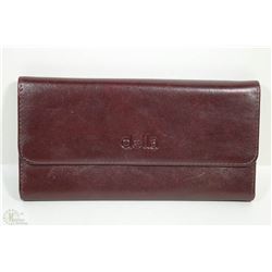NEW DELLA LEATHER KAREN WALLET BURGUNDY COLOR