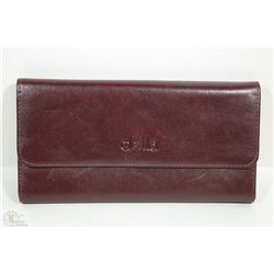 NEW DELLA LEATHER KAREN WALLET BURGUNDY COLOR