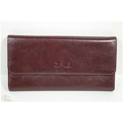 NEW DELLA LEATHER KAREN WALLET BURGUNDY COLOR