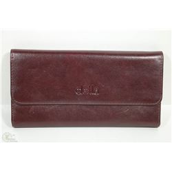 NEW DELLA LEATHER KAREN WALLET BURGUNDY COLOR