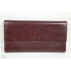 NEW DELLA LEATHER KAREN WALLET BURGUNDY COLOR