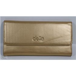 NEW DELLA LEATHER KAREN WALLET GOLD COLOR