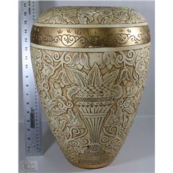 LARGE HANDCRAFTED GOLD LEAF PORCELAIN VASE 16"H