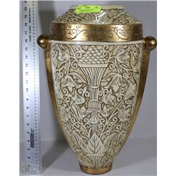 HANDCRAFTED GOLD LEAF PORCELAIN VASE 20"H