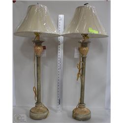 2 BUFFET STYLE MATCHING LAMPS WITH SHADES