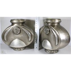 2 SILVER LEAF LONG LIFE SYMBOL VASES