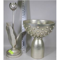 SILVERLEAF ROSE CANDLE HOLDER AND LARGE DESIGNER