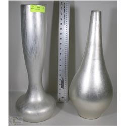 2 SILVER LEAF VASES