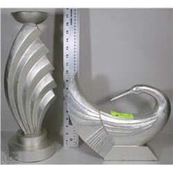 SWAN ORNAMENT WITH SILVER LEAF CANDLE HOLDER