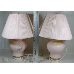 PAIR OF CHERRY BLOSSOM PINK LAMPS