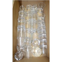 BOX OF NEW AND USED PLASTIC GLASSES