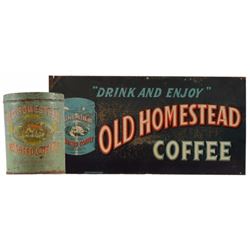 Old Homestead Texas Coffee Tin & Sign