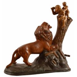 Lion & Two Monkey Cast Iron Mechanical Bank