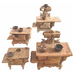 4 Antique Toy Cast Iron Stoves