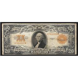 1922 $20 Large Size Gold Certificate Note