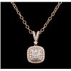 Image 1 : 14KT Rose Gold 0.74ctw Diamond Pendant With Chain