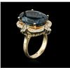 Image 3 : 14KT Yellow Gold 17.39ct Topaz and Diamond Ring