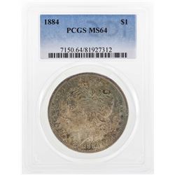 1884 $1 Morgan Silver Dollar Coin PCGS MS64 Great Toning