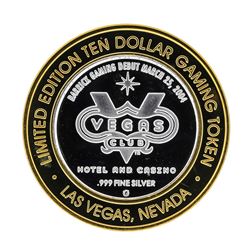 .999 Silver Las Vegas Club $10 Casino Gaming Token Limited Edition