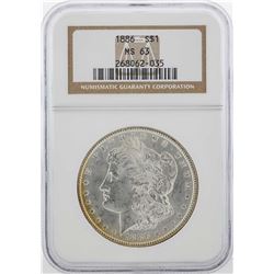 1886 $1 Morgan Silver Dollar Coin NGC MS63