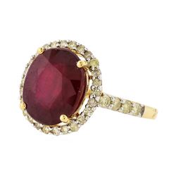 14KT Yellow Gold 7.22ct Ruby and Diamond Ring