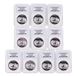Set of (10) 2012 Lydian Mint .999 Silver 1 Troy Ounce Coins NGC Certified