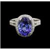 Image 2 : 14KT White Gold 4.65ct Tanzanite and Diamond Ring
