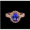Image 2 : 14KT Rose Gold 2.01ct Tanzanite and Diamond Ring