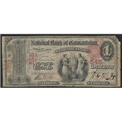 1865 $1 Germantown Philadelphia National Currency Note