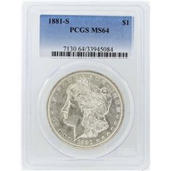 1881-S $1 Morgan Silver Dollar Coin PCGS MS64