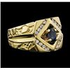 Image 1 : 14KT Yellow Gold Mens 0.70ct Sapphire and Diamond Ring
