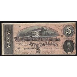1864 $5 The Confederate States of America Note