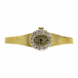 Ladies Vintage Longines 14K Vintage Wristwatch with Diamond Bezel